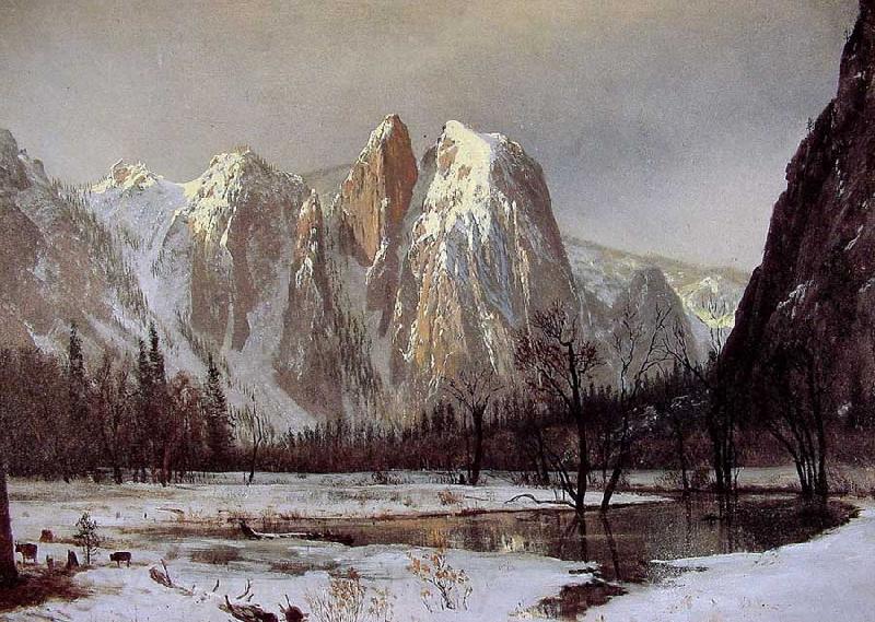 Albert Bierstadt Cathedral Rock, Yosemite Valley Norge oil painting art